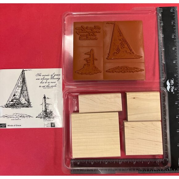 UNMOUNTED Stampin Up Winds Of Grace Wood Mounted Rubber Stamp Set - Picture 2 of 2